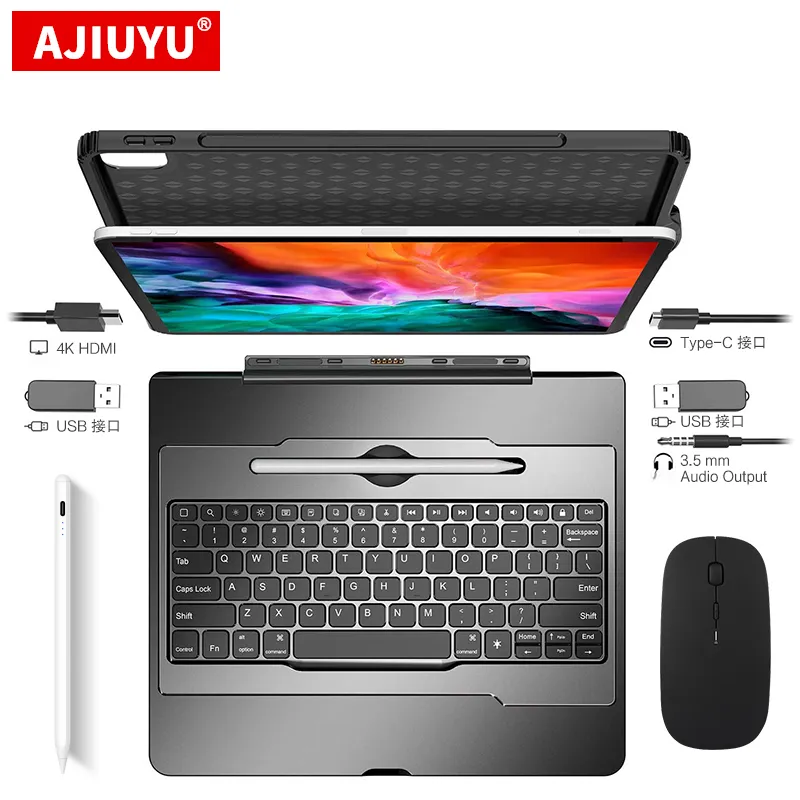 AJIUYU Magic keyboard Case For iPad Pro 12.9 inch 2020 2021 2018 Contact Dock Hub adapter Smart Cover pro12.9 Tablet Magnetic