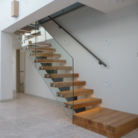 Marches d'escalier en chêne Escaliers droits flottants Mono Stringer Escalier en bois moderne Intérieur 1200 mm Largeur Maison Villa Loft Marches
