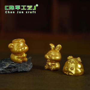 เว่ยเจินจุน ผลิตงานฝีมือจากเรซิ่นสีทอง รูปปั้นสัตว์มงคลตามจักรราศีจีน 12 นักษัตร: หนู, วัว, เสือ, กระต่าย, มังกร, งู, ม้า - Product Image 4