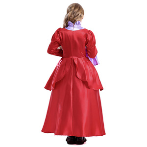 Vestido de princesa victoriano retro para niñas, disfraz de satén rojo con corte en A, para fiesta de té o actuaciones. - Product Image 3