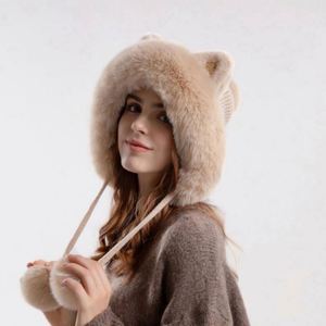 Wholesale Cartoon Cute Cat Ear Pom Pom Acrylic Winter <b>Hat</b> <b>for</b> Unisex Outdoor Beach Warm Windproof Knitted Image <b>Hat</b> - Product Image 1