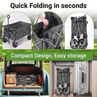 Wagon pliable, chariot de plage pliable avec grandes roues pour le sable, utilitaire tout-terrain robuste et chariot de jardin