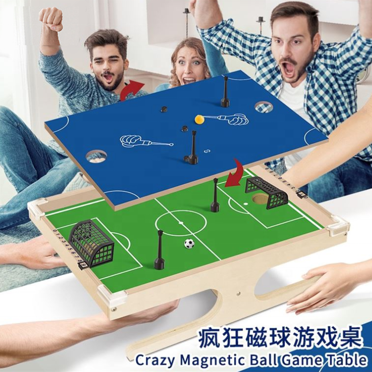 新作 2 in 1 磁石式ウッド卓上サッカーゲーム 大人と子供向け