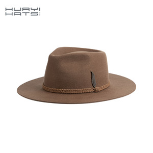 Bán Buôn Handmade Phẳng Cứng Cổ Điển Trống Chính Thức Thanh Lịch Của Phụ Nữ Úc 100% Len Cảm Thấy Tùy Chỉnh Rộng Vành Mũ Fedora - Product Image 3