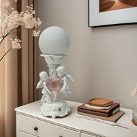 Lampe de table décorative LED personnalisée en résine, peinte à la main, motif Cupidon et rose, avec contrôle tactile E26, intensité variable, veilleuse AC pour
