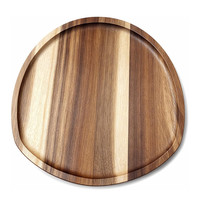 Plateau de service ovale en bois d'acacia léger et irrégulier pour petit-déjeuner, café, thé, collation