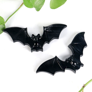 Vente en gros de sculptures d'animaux en pierre précieuse de cristal Reiki, chauve-souris en obsidienne noire pour la décoration - Product Image 1