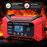 Chargeur de batterie de voiture portable 12V Garantie 1 an Sortie 12V/6A Compatible avec les batteries au plomb-acide Entrée 110-240V Utilisation en cas d'urgence