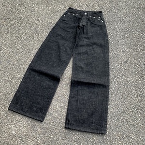 EDGE DENIM <span class=keywords><strong>Jeans</strong></span> <span class=keywords><strong>Baggy</strong></span> Personalizzati a Vita Bassa in Denim Giapponese Grezzo Nero per Uomo - Product Image 4