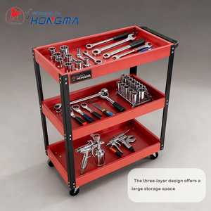 Xe đẩy 3-kệ thép dịch vụ công cụ giỏ hàng dịch vụ giỏ hàng carrito de herramientas thép tiện ích giỏ hàng cho nhà để xe thép tiện ích - Product Image 2