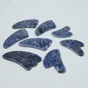Bricolage Blue Spot Jade <span class=keywords><strong>Gua</strong></span> <span class=keywords><strong>Sha</strong></span> grattage outil de Massage pierre Guasha planches v forme visage masseur bien-être cristal - Product Image 6