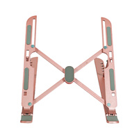 Support pour ordinateur portable pliable, stable, moderne, réglable en hauteur, en alliage d'aluminium durable, rose, dix vitesses, réglage multi-angles, portable