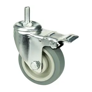 High quality 4inch Swivel directional M12x30 thread stem TPR castor with pp core