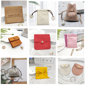 Sac en tissu à cordon en cuir microfibre avec pochette dorée, idéal pour le rangement de bijoux et accessoires de couture, et clip d'extrémité de cordon inclus - Product Image 6
