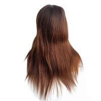 Peluca de Cabello Humano Virgen Brasileño con Color Degradado en la Parte Superior, de Seda Natural, con Encaje Transparente y Clips