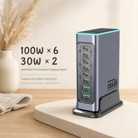 Chargeur GaN 660W 8 ports, chargeur USB C de bureau, PPS PD 3.0 100W Type C + QC 3.0 USB A, 62368-1 Vente en gros