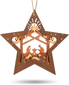 Wanuocraft Ornement suspendu <span class=keywords><strong>de</strong></span> Noë<span class=keywords><strong>l</strong></span> en bois fait main, écologique, en forme d'arche étoilée, pour <span class=keywords><strong>sapin</strong></span> <span class=keywords><strong>de</strong></span> Noë<span class=keywords><strong>l</strong></span> et scènes <span class=keywords><strong>de</strong></span> Nativité - Product Image 1