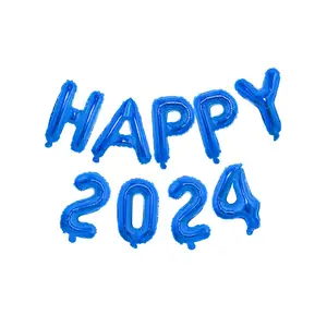 नए साल के गुब्बारे में 16 इंच खुश नए साल के दौर के गुब्बारे 2024 खुश, नए साल की पार्टी सजावट गुब्बारे