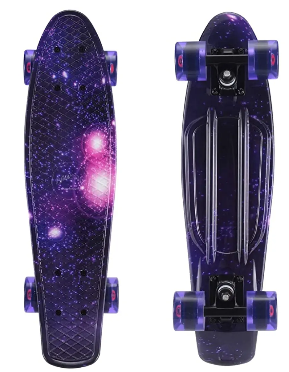 Mini skate retrô cruiser de plástico, 22 polegadas, galaxy, céu estrelado, para iniciantes