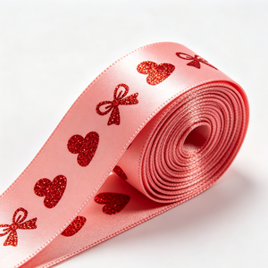 Cinta de Raso de Poliéster con Estampado de Corazón, Mariposa y Lazo, para Envolver Regalos Románticos de Boda o Aniversario - Product Image 4
