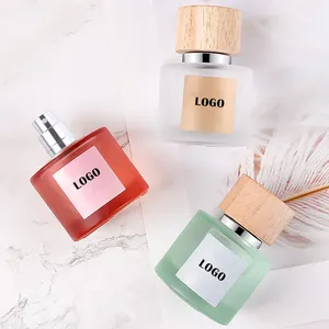 High End Round Frosted Clear Custom Perfume Bottle 30ml 50ml 100ml Empty Luxury Perfume Bottle With Wooden Cap