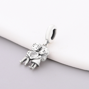 Abalorios Pan Charms de Plata de Ley 925, Serie Familiar, Niño, Niña, Hermano, Hermana, Abrazo, Compatibles con Pulseras y Collares Originales, para Creación de Joyas - Product Image 3