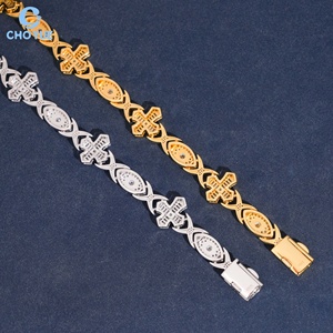 Eye Design Moissanite Cuban Link Bracelet Rhodium Plated Solid 925 Silver Hiphop <b>Iced</b> <b>Out</b> Jewelry - Product Image 5
