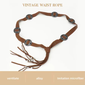 Cinturón Personalizado de Venta Directa de Fábrica, Estilo Bohemio Retro, Hebilla de Moneda de Cobre, Cadena para la Cintura, Cinturón Sencillo de Moda - Product Image 5