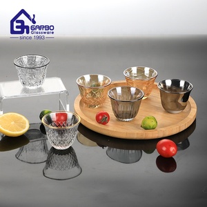 Taza de <span class=keywords><strong>Cava</strong></span> de cristal de 2OZ, taza de té de cristal grabada, diseño de borde dorado grabado elegante de alta calidad, cristalería, chapado de iones de té de estilo árabe - Product Image 1