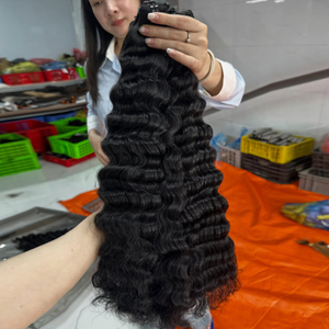 Extensions de cheveux humains en vrac, bruts, bouclés et ondulés, non-Remy, à <span class=keywords><strong>double</strong></span> trame, fabriquées à la machine, origine Cambodge - Product Image 1