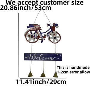 Décorations du 4 juillet pour la <span class=keywords><strong>porte</strong></span> d'entrée, décoration rouge, blanc et bleu, panneau de bienvenue Américana USA, vélo pour le Memorial Day et le Jour de l'Indépendance - Product Image 4