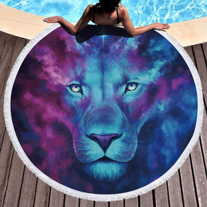 Eco amigable absorber agua personalizado impreso <span class=keywords><strong>León</strong></span> de microfibra Toalla de <span class=keywords><strong>playa</strong></span> redonda - Product Image 4