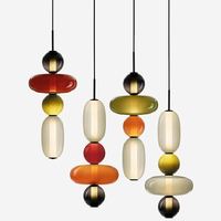 Lámpara de Araña de Vidrio Teñido de Estilo Nórdico, Lámpara Colgante de Metal Creativa para Decoración de Restaurantes y Salas de Estar