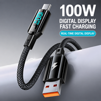 Cable USB C a USB A de nailon SUNGUY, cable de carga rápida PD de 100W, cable de datos USB C, con pantalla LED para teléfono móvil y portátil