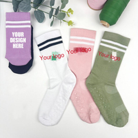 Nouveau Style coton Grippy respirant femmes brodé Yoga Gym Logo personnalisé anti-dérapant antidérapant mignon poignée Pilates chaussettes