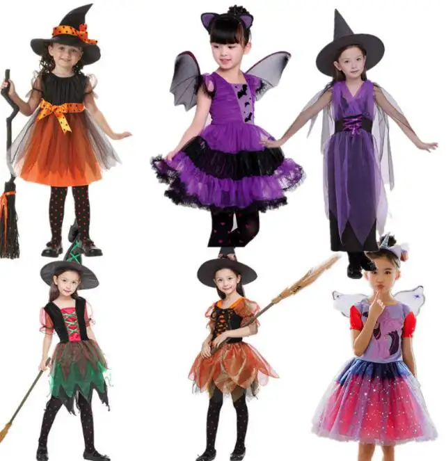 Halloween Children Fancy Girls Dress Cosplay Witch Costume