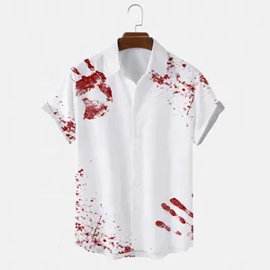 Blood Fingerprint Fashion Summer Tactical Sublimation Polo Shirts Hawaiian Men's Shirt Summer