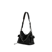 Sac à bandoulière polyvalent en cuir avec chaîne amovible, sac hobo décontracté pour femme, idéal pour les trajets quotidiens