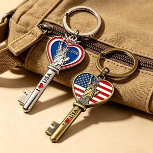Custom Vintage the Statue of Liberty Zinc Alloy Keychain Hard Soft Enamel Usa Shape Metal Chain <b>Key</b> <b>Ring</b> Holder Souvenir - Product Image 1