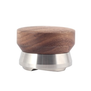 Eco-Friendly Solid Wood Handle Espresso Distribution Tool Stainless Steel Coffee Leveler - Product Image 1