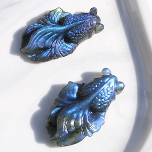 งานแกะสลักปลาทองจากหินลาบราดอไรต์ธรรมชาติ  งานแกะสลักด้วยมือ  ขาย - Product Image 3