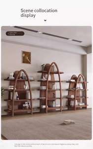 رف كتب من خشب الجوز الأسود ، رف تخزين من الخشب الصلب بالكامل ، أثاث غرفة الدراسة ، خزانة كتب حديثة بسيطة من الأرض إلى السقف - Product Image 6