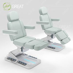 Kasur Salon wajah Spa elektrik 4 motor, tempat tidur terapi pijat kontrol kaki Modern dengan lampu - Product Image 1
