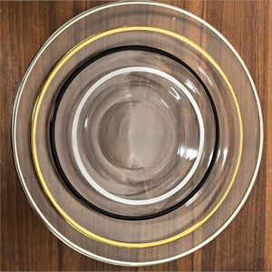 Vaisselle transparente avec logo personnalisé, bord doré, vaisselle en <span class=keywords><strong>verre</strong></span>, assiettes à fruits, assiettes à steak, assiettes de table pour mariage - Product Image 4