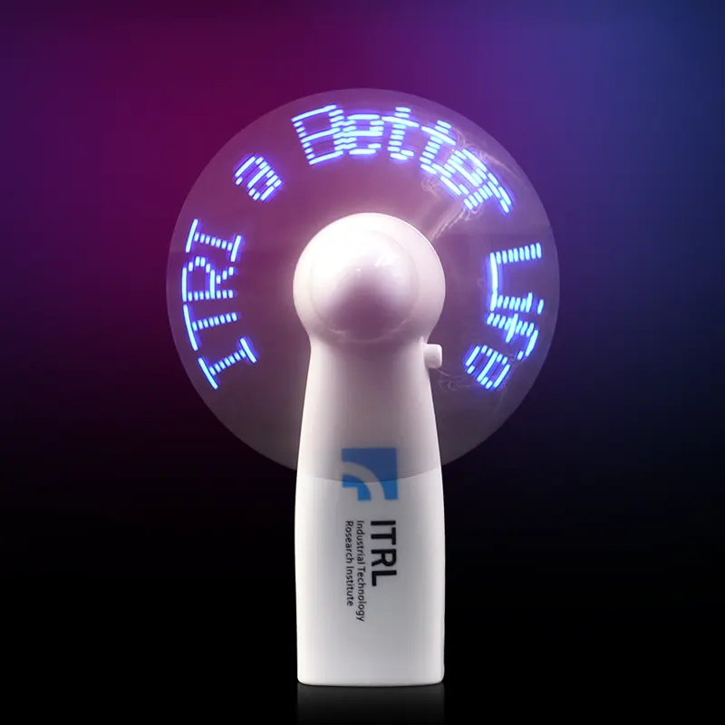 Popüler tasarım Mini LED ışık Fan önceden ayarlanmış mesaj elektrikli el led fan pil ile çalışan