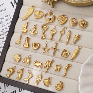 Pendentifs en acier inoxydable plaqué or de formes variées pour la fabrication de colliers, composants de bijoux, collection Printemps 2025 - Product Image 2