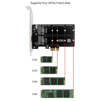 Tarjeta Adaptadora de Expansión Dual M.2 NGFF SSD, Chipset PCIe RAID JMB582, Matriz de Discos Dual