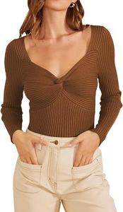 Pull tricoté décontracté à manches longues pour <span class=keywords><strong>femme</strong></span> avec croisement sur la poitrine, style élégant, vente en gros, personnalisable avec logo - Product Image 5