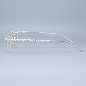 Monture de lunettes de luxe en argent 925 sans monture, branches incrustées de moissanite, verres optiques sur mesure pour adultes hommes et femmes - Product Image 1