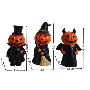 Décorations de scène de mini citrouille d'Halloween sur mesure, ornements en résine écologiques avec sorcière gentleman et démon - Product Image 6